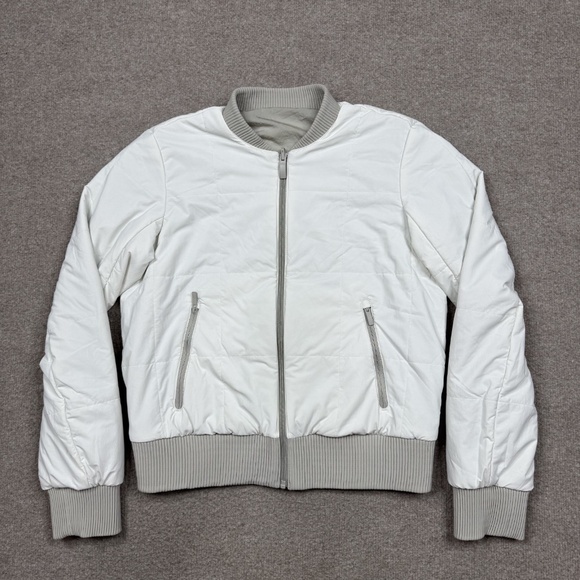 Lululemon Bomber Jacket Women's Size S Gray White Reversible Cropped - Picture 6 of 7